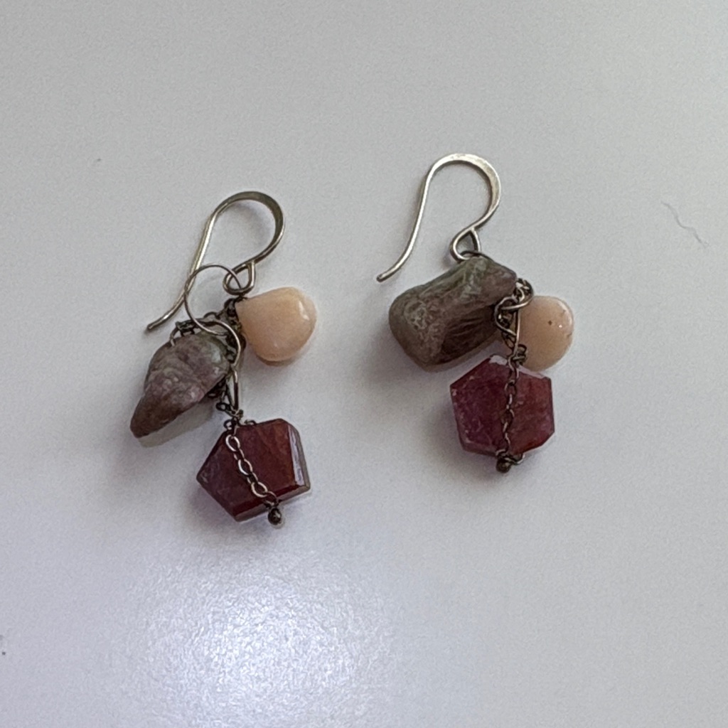 Melissa Joy Manning Silver Ruby Fluorite Earrings